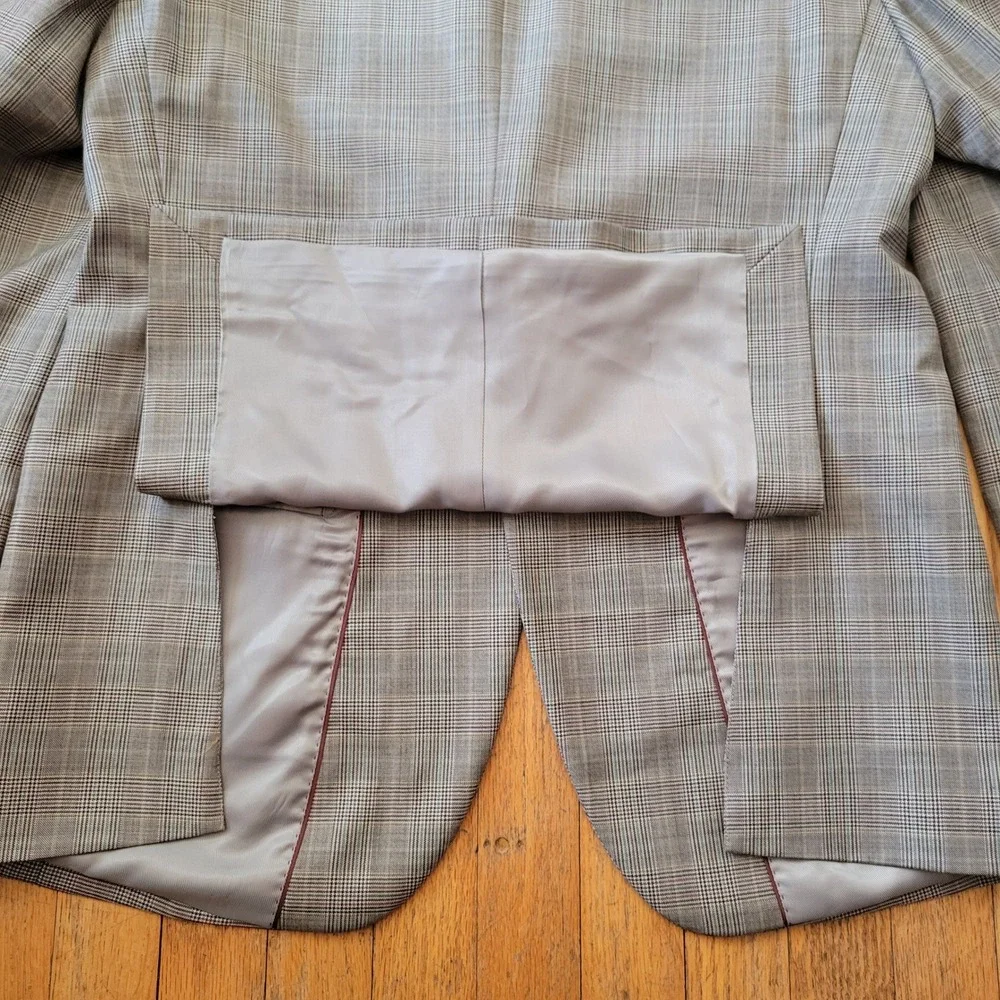 Paul Fredrick 39S Wool Suit Gray Glen‎ Plaid 2 Pc Suit Blazer Pants Preppy Twee